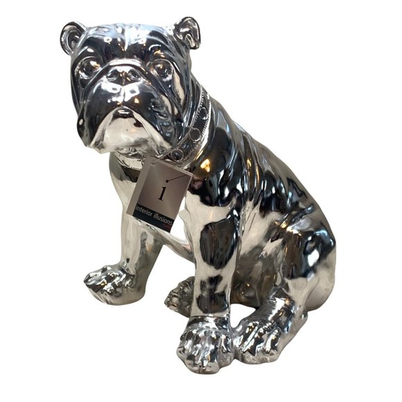 Interior Illusions Bulldog Bank Metallic Silver - Picture 1 of 6